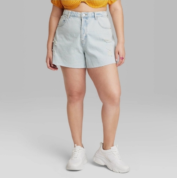 Women's Super-High Rise Cut Off Jean Shorts Wild Fable Light Wash - Picture 3 of 6